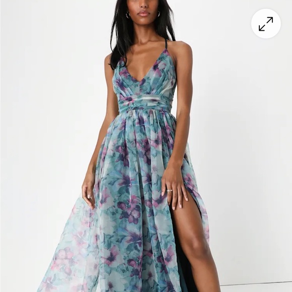 Lulus Dresses & Skirts - Lulu's Teal & Purple Floral Maxi Dress